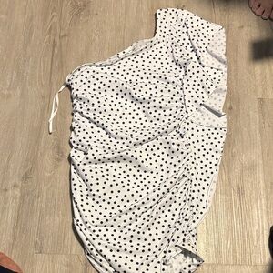 White Polka Dot One-Shoulder Top